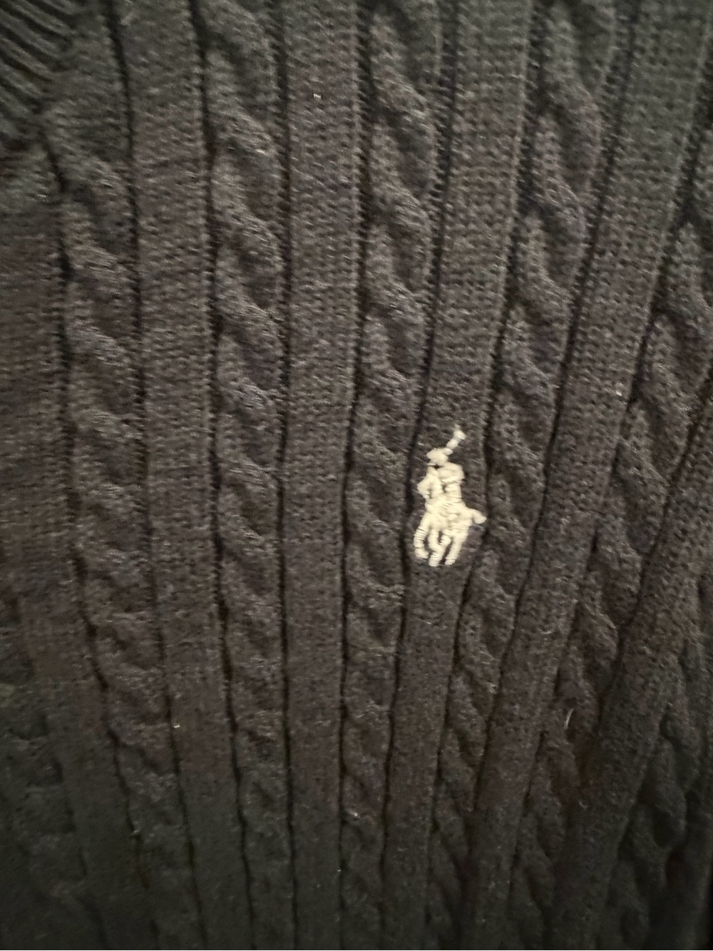 Polo by Ralph Lauren Black Cable-Knit Button-Up Cardigan with Polo Pony - Picture 3 of 4